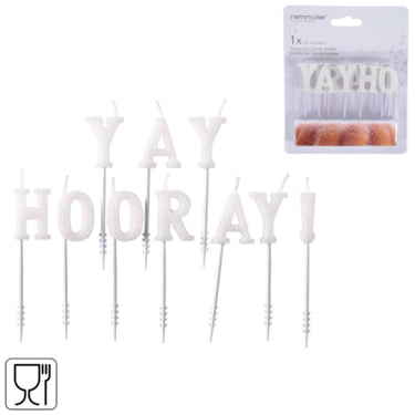 Amscan kaarsen yay hooray! 6 cm set van 11 | 24 stuks