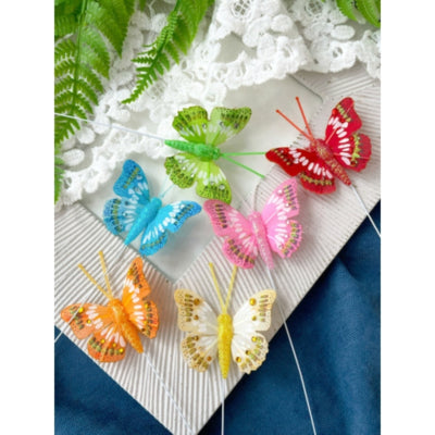 Afbeelding laden in galerijviewer, Decoratie vlinder op draad 6 cm set van 4 | 50 stuks
