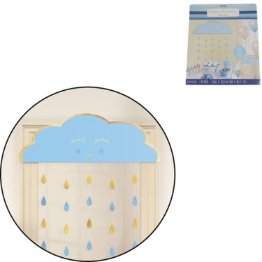 Amscan deurgordijn babyshower blauw goudkleurig 193 cm | 12 stuks
