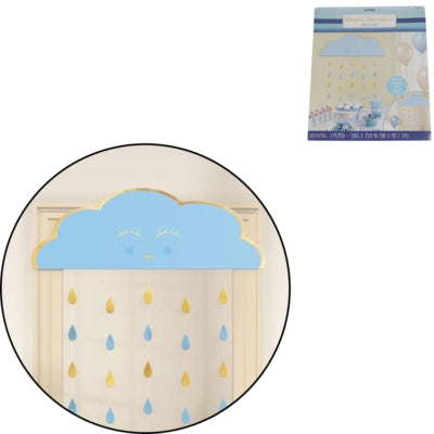 Afbeelding laden in galerijviewer, Amscan deurgordijn babyshower blauw goudkleurig 193 cm | 12 stuks

