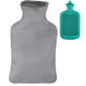 Relaxdays warmwater kruik met hoes turquoise grijs 2 l | 6 stuks