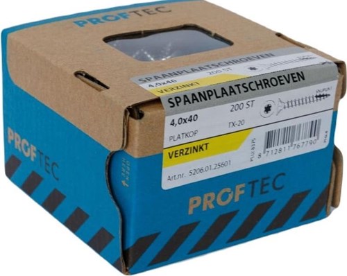 Afbeelding laden in galerijviewer, Proftec spaanplaatschroef vz pk +snijpunt torx tx20 (+bit) 4.0x40 | 200 stuks - 5206.01.25601
