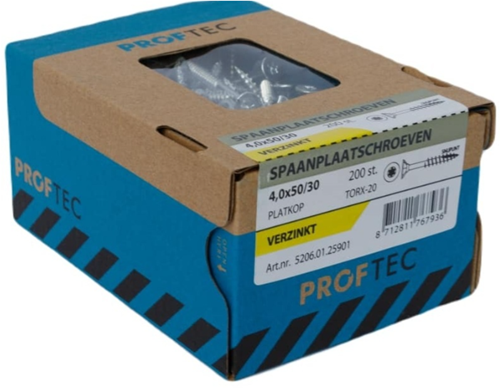 Afbeelding laden in galerijviewer, Proftec spaanplaatschroef 4.0x50 30 torx
