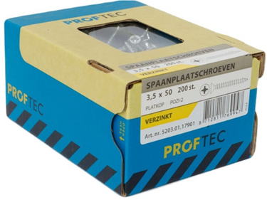 Proftec spaanplaatschroef vz pk pz2 3.5x50 | 200 stuks - 5203.01.17901
