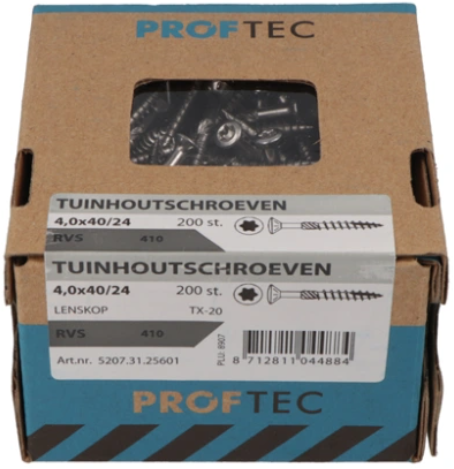 Afbeelding laden in galerijviewer, Proftec tuinhoutschroef rvs-410 lk +snijpunt torx tx25 5.0x50 30 | 200 stuks - 5207.31.41901
