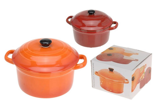 Excellent houseware stoofpan porselein + deksel 10x5cm or ro