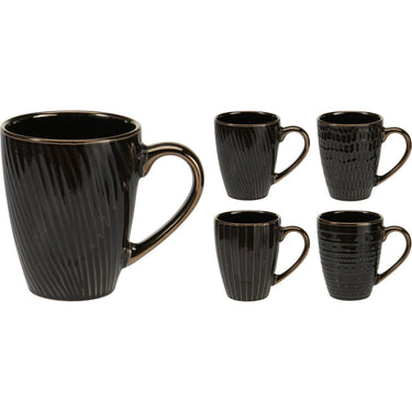Excellent houseware beker aardewerk 370ml zwart doos a 8 stuks