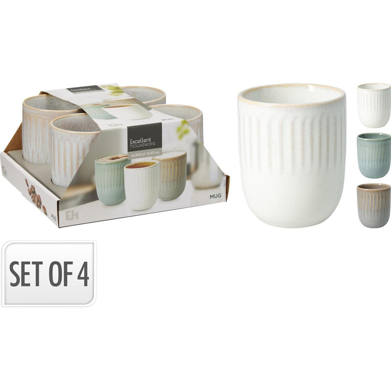 Afbeelding laden in galerijviewer, Excellent houseware beker aardewerk 300ml set a 4 stuks
