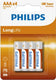Philips batterijen longlife aaa r03 doos a 12 blisters van 4 stuks