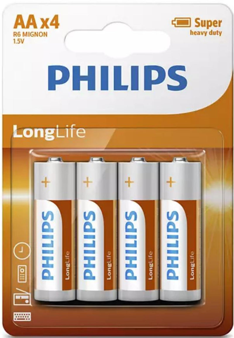 Afbeelding laden in galerijviewer, Philips batterijen longlife aa r6 doos a 12 blisters van 4 stuks
