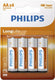 Philips batterijen longlife aa r6 doos a 12 blisters van 4 stuks