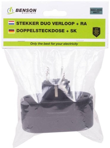 Afbeelding laden in galerijviewer, Enzo randaarde stekkeradapter 2-voudig horizontaal zwart - 6175912
