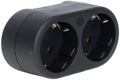 Afbeelding laden in galerijviewer, Enzo randaarde stekkeradapter 2-voudig horizontaal zwart - 6175912
