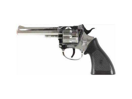 Johntoy wicke pistool rodeo 198mm, 100 shots, chroom, verpakt in doos