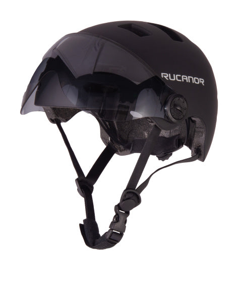 Afbeelding laden in galerijviewer, Rucanor urban sprint scooteren fietshelm vizier nt8776 zwart maat 58-61 cm (l)
