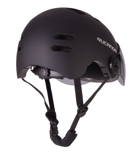 Afbeelding laden in galerijviewer, Rucanor urban sprint scooteren fietshelm vizier nt8776 zwart maat 58-61 cm (l)
