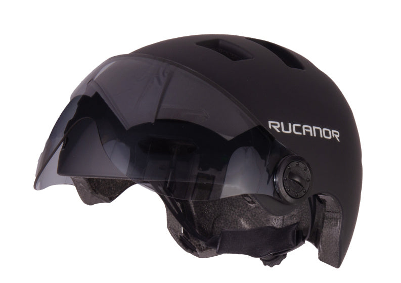 Afbeelding laden in galerijviewer, Rucanor urban sprint scooteren fietshelm vizier nt8776 zwart maat 58-61 cm (l)
