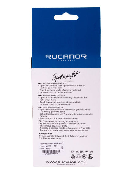 Afbeelding laden in galerijviewer, Rucanor Hardloopsokken lang 2-pack wit grijs maat 43-46
