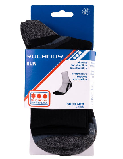Afbeelding laden in galerijviewer, Rucanor Hardloopsokken lang 2-pack zwart maat 39-42
