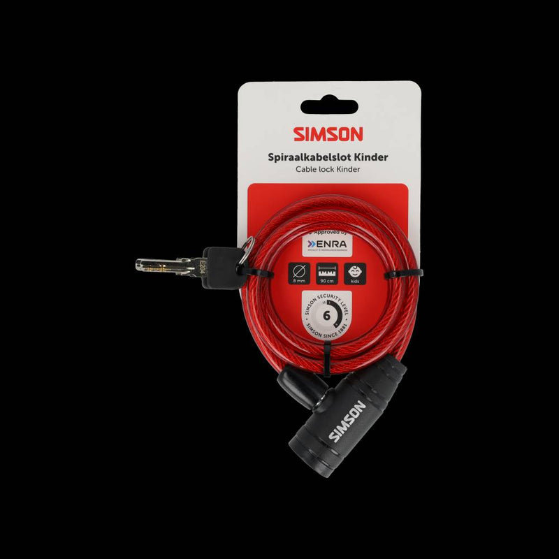 Afbeelding laden in galerijviewer, Simson spiraalkabelslot kinder 8mm x 90cm

