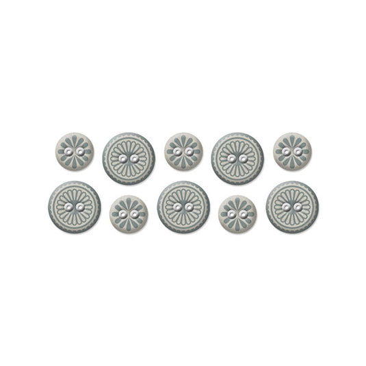 We r makers • winter frost paper fabric buttons x10