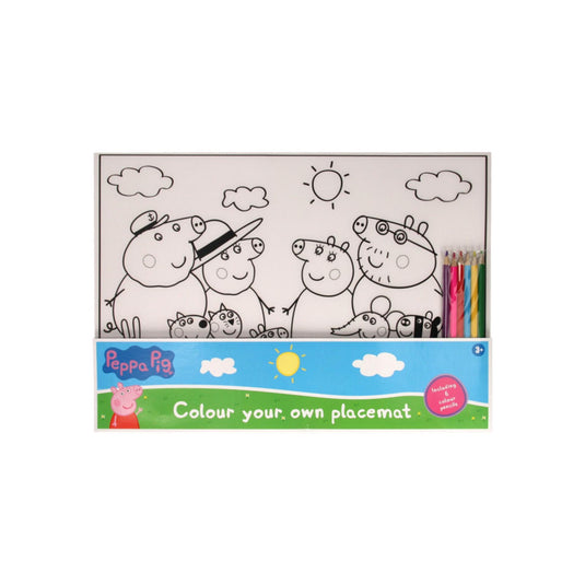 Placemat om in te kleuren wisbaar peppa pig incl. 6 kleurpotloden