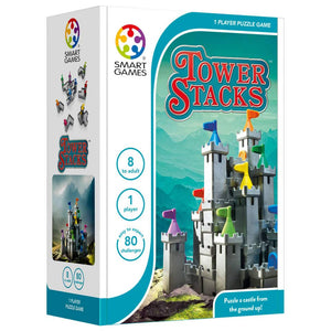 Smartgames tower stacks - 3d logisch denkspel - 80 opdrachten - ruimtelijk inzicht - solospel - vanaf 7 jaar