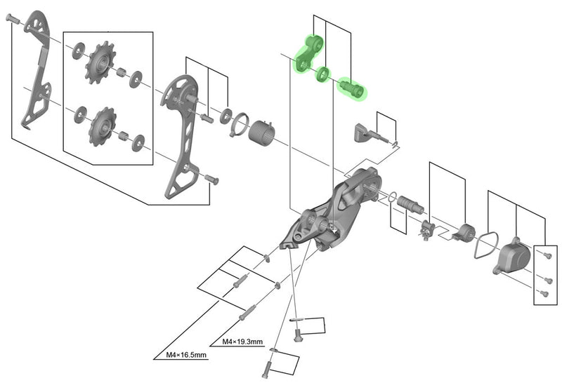 Afbeelding laden in galerijviewer, Shimano axle unit for rd-m7000-11 rear derailleur bracket
