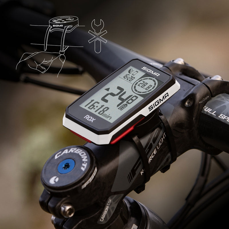 Afbeelding laden in galerijviewer, Sigma rox 2.0 gps zw wit standaard stuurhouder + usb-c oplaadkabel
