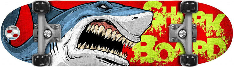 Afbeelding laden in galerijviewer, Skids control - Shark skateboard junior hout PVC rood blauw

