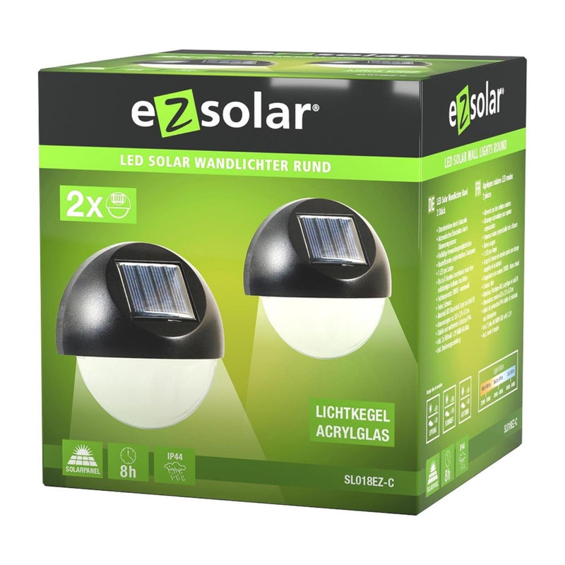 Afbeelding laden in galerijviewer, Ezolar led solar wandlampset rond 8,7x8,8x3,9cm 2-delig warmwit
