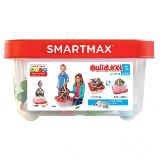 Smartmax build xxl - magnetisch bouwspeelgoed - 70-delige bouwset in opbergbox - educatief speelgoed voor peuters en kleuters - vanaf 1 jaar