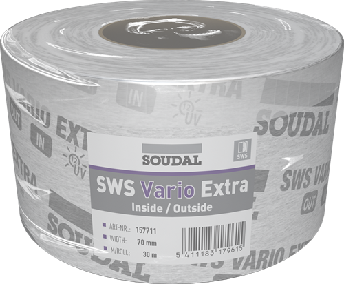 Soudal sws vario extra | vochtregulerende folie | 70 mm x 30 m | wit - 157711