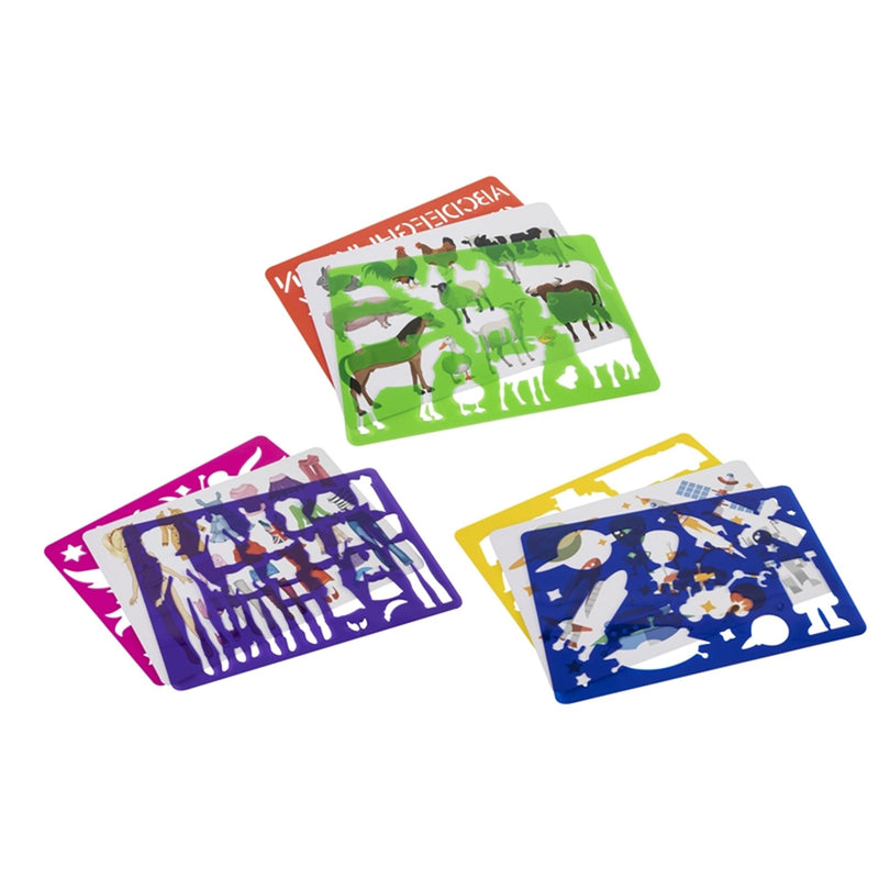Afbeelding laden in galerijviewer, Grafix tekensjablonen stencils pak a 2 stuks 32x21,5cm
