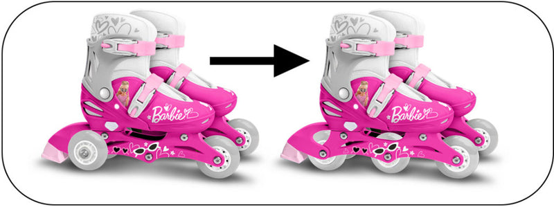 Afbeelding laden in galerijviewer, Mattel barbie 2-in-1 skates hardboot verstelbaar roze wit maat 27-30
