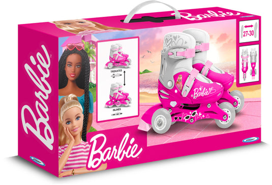 Mattel barbie 2-in-1 skates hardboot verstelbaar roze wit maat 27-30