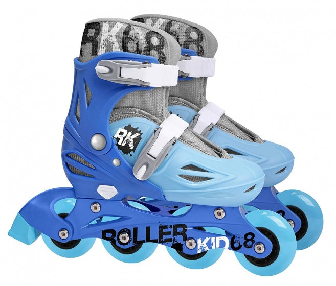 Afbeelding laden in galerijviewer, inline skates verstelbaar lichtblauw maat 30-33
