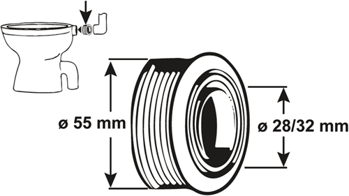 Afbeelding laden in galerijviewer, Cornat binnenverbinding wc 28 32mm 55mm - t360499

