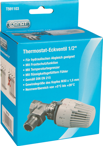 Afbeelding laden in galerijviewer, Cornat thermostat radiatorkraan hoek 1 2 - t591103
