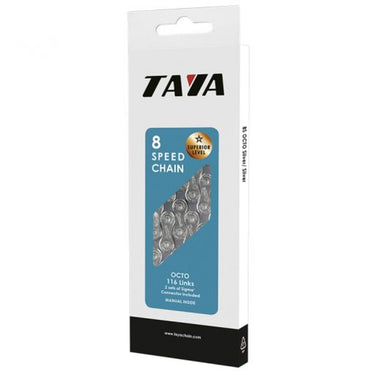Buzaglo taya ketting octo 1 2x3 32x116, 7-8 speed, zwart zilver