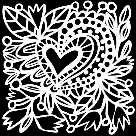 The crafter's workshop • stencil botanical heart 30,5x30,5cm