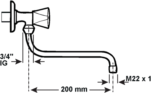 Cornat zwenkuitloop wandkraan s-vorm 200mm - tec351002