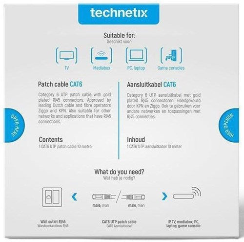 Afbeelding laden in galerijviewer, Enzo technetix patchkabel utp cat6 10m wit - 2077020
