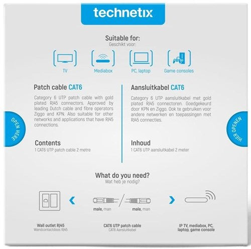Afbeelding laden in galerijviewer, Enzo technetix patchkabel utp cat6 2m wit - 2077000
