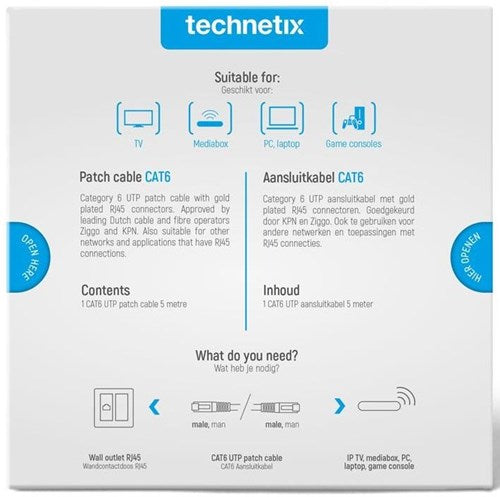 Enzo technetix patchkabel utp cat6 5m wit - 2077010