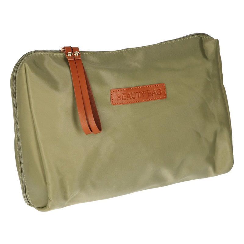 Afbeelding laden in galerijviewer, Traveller toilettas beauty bag groen bruin 30cm x 20cm
