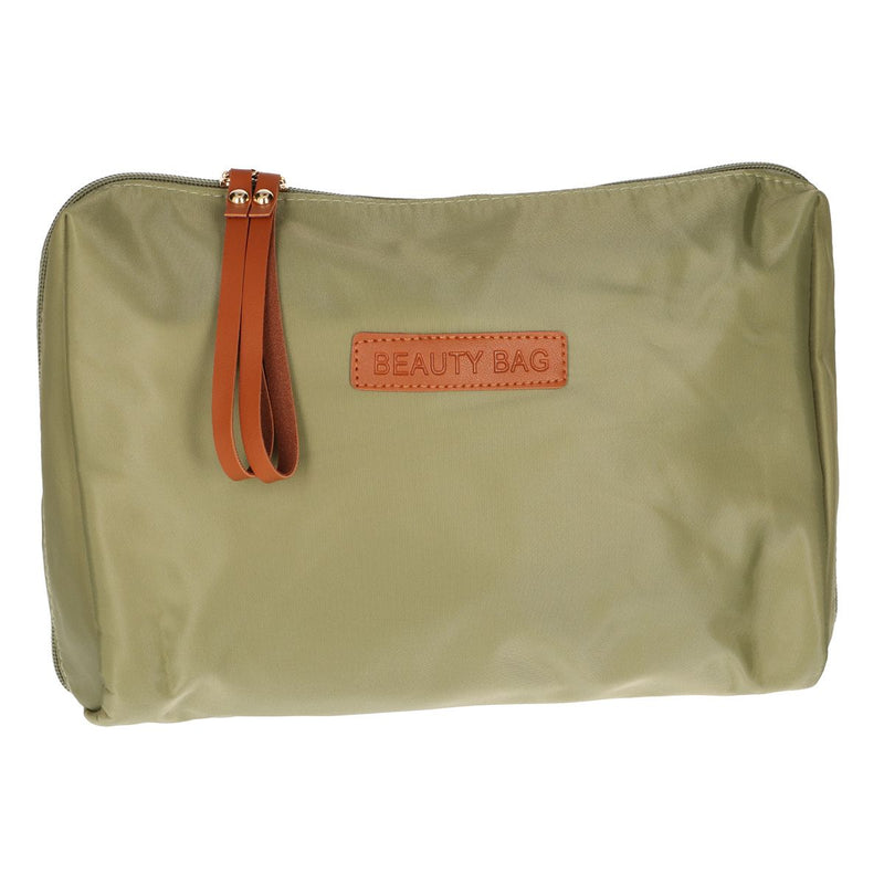 Afbeelding laden in galerijviewer, Traveller toilettas beauty bag groen bruin 30cm x 20cm
