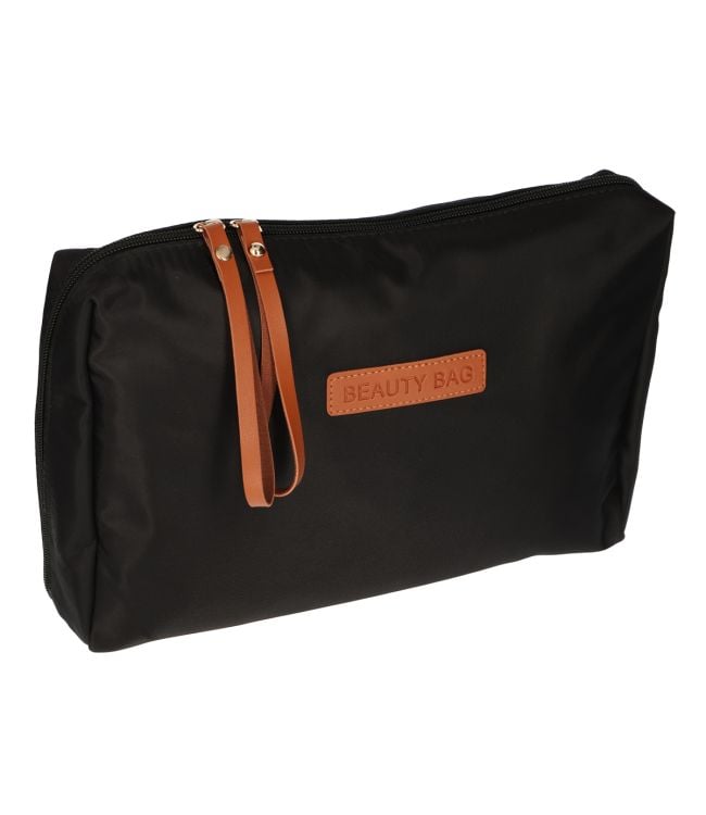 Afbeelding laden in galerijviewer, Traveller toilettas beauty bag zwart bruin 30cm x 20cm
