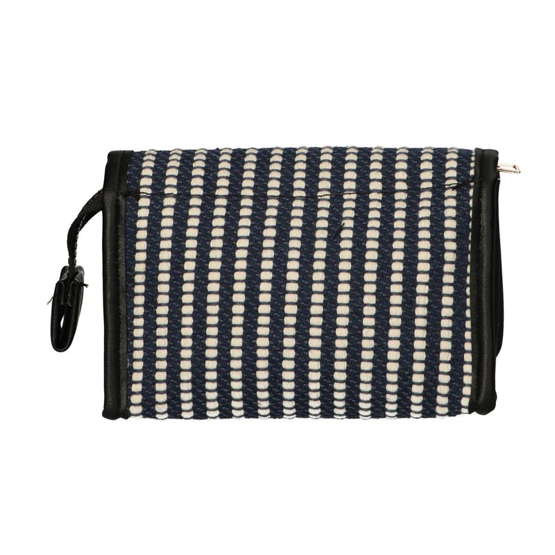 Afbeelding laden in galerijviewer, Traveller spiegeltas stripe blauw creme 16.5x11cm
