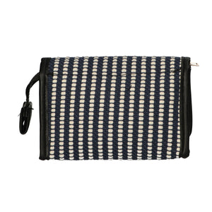 Traveller spiegeltas stripe blauw creme 16.5x11cm